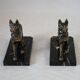 Dog bookends in black marble