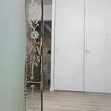 Large antique Venetian mirror – Murano flowers and engravings – 123 x 75 cm