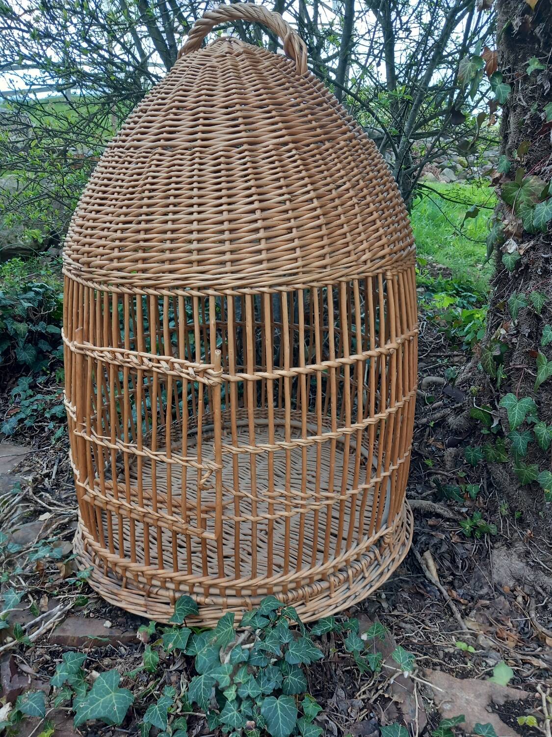 Antique rattan parrot cage 85 cm high