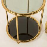 Hollywood Regency style mid century brass side tables, set of 2 , Italy