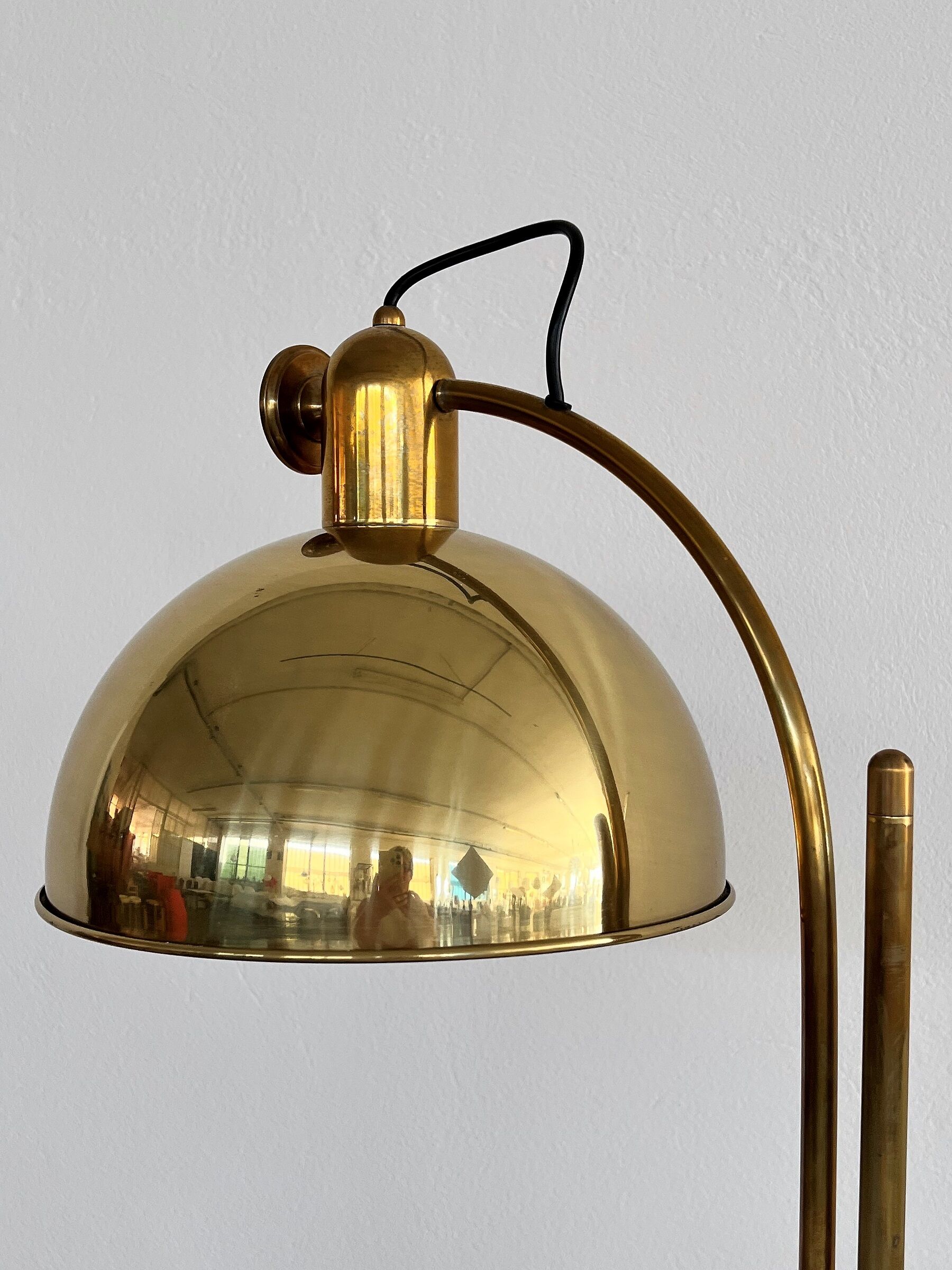 Florian schulz mid-century adjustable floor lamp in full brass, 1970