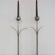 Italian Candleholders in Silver Metal from Mesa, 1970s, Set of 2