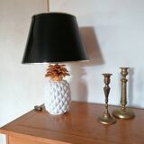 Vintage white and gold ceramic pineapple lamp
