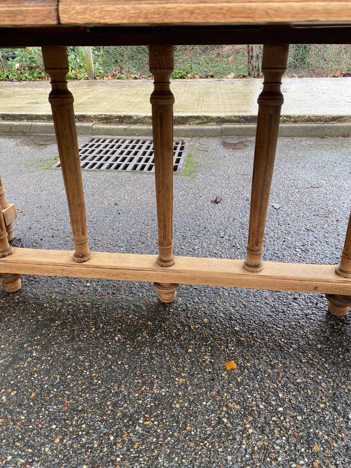 Renovated dining table in solid oak from the 19th century in Napoleon III style.
