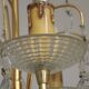 French Vintage Gold Effect Metal-Crystal 3 Light Chandelier Glass Bobeches