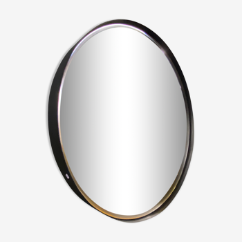 Miroir rond en métal noir 78cm