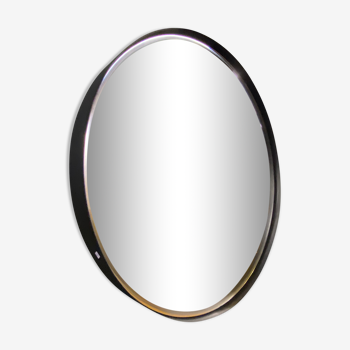 Round black metal mirror