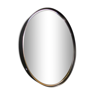 Round black metal mirror