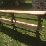 Pair of oak and cherry benches 250x29x45