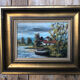 Tableau Huile Sur Panneau M. NIAVEL Vue Maison Bord Rivière + Cadre Doré #A214