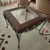 Glass and wrought iron sofa end