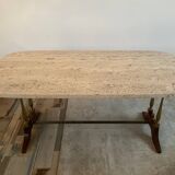 Travertine and wood coffee table from the 60s-70s