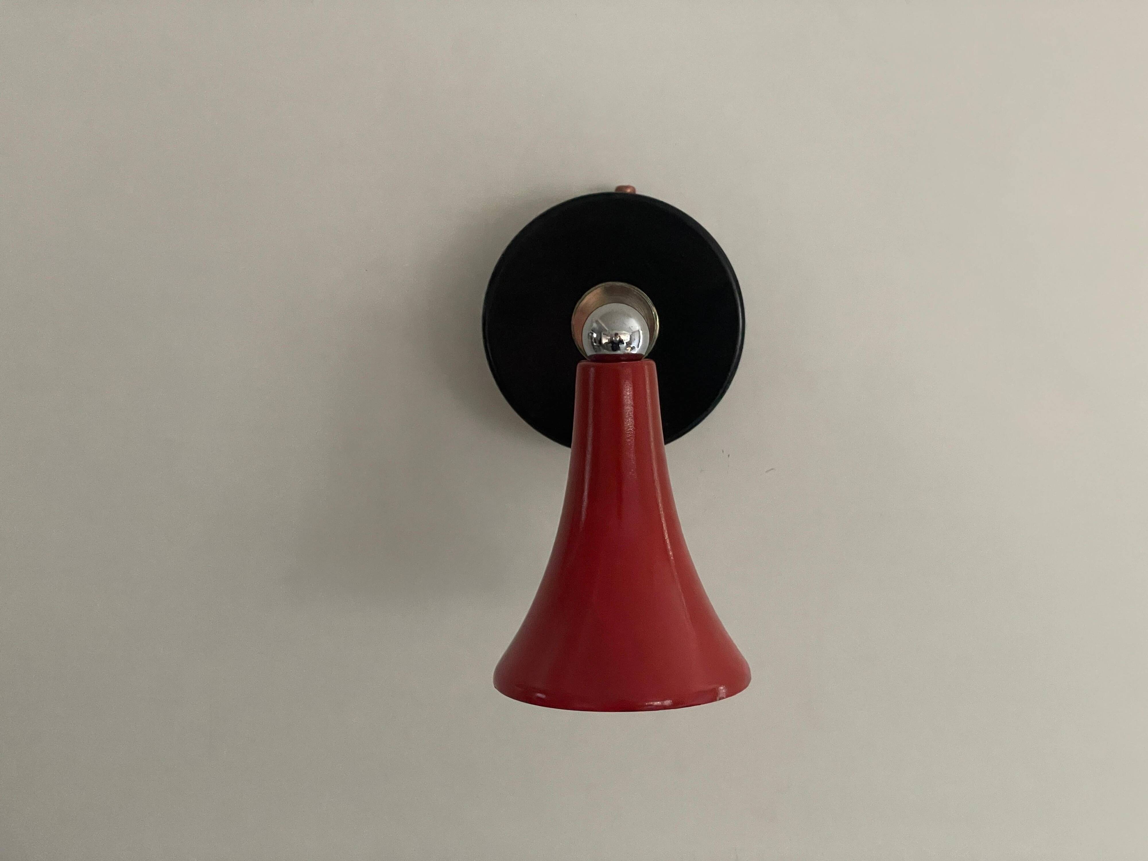 Pair of red metal wall lights AGE, 1970s, Italy