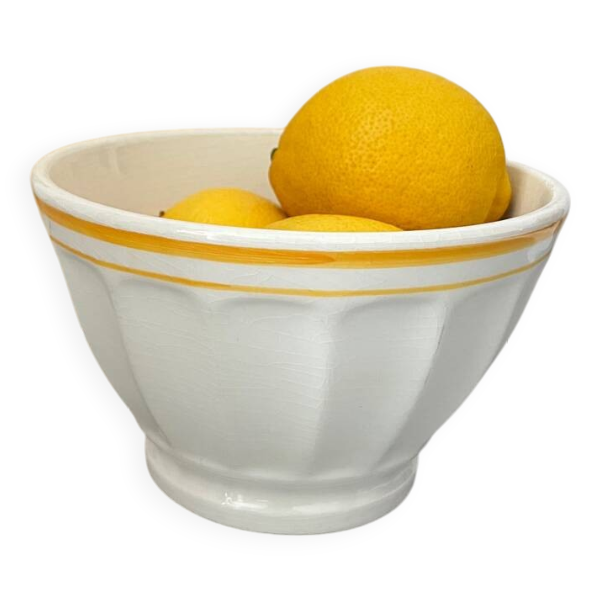 Antique faceted earthenware bowl
