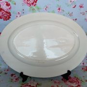 Oval dish old art deco red and green geometric shapes