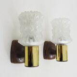 Pair of vintage Italian Targetti wall sconces in gold-tone metal