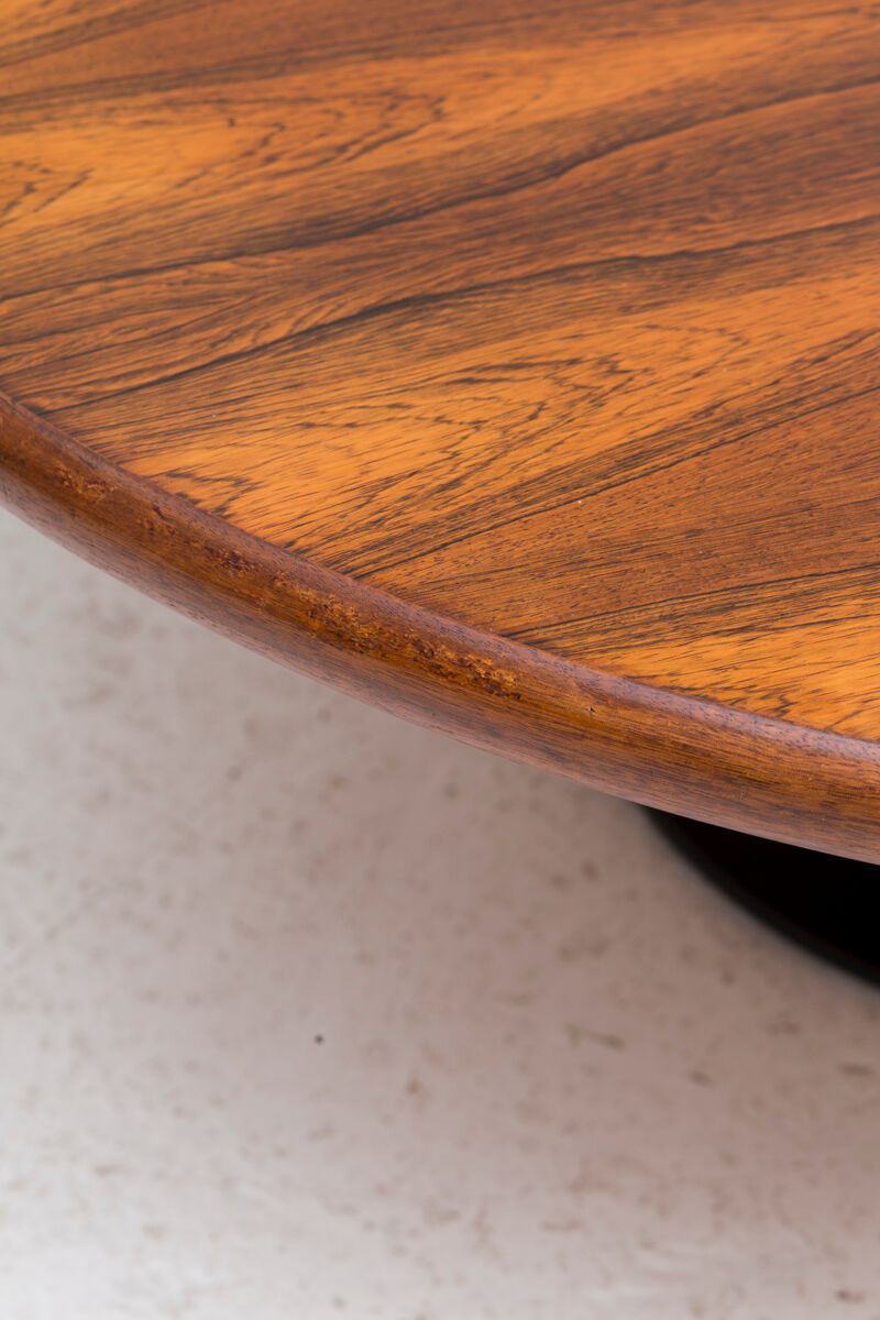 Table basse ronde en palissandre Danemark années 1960