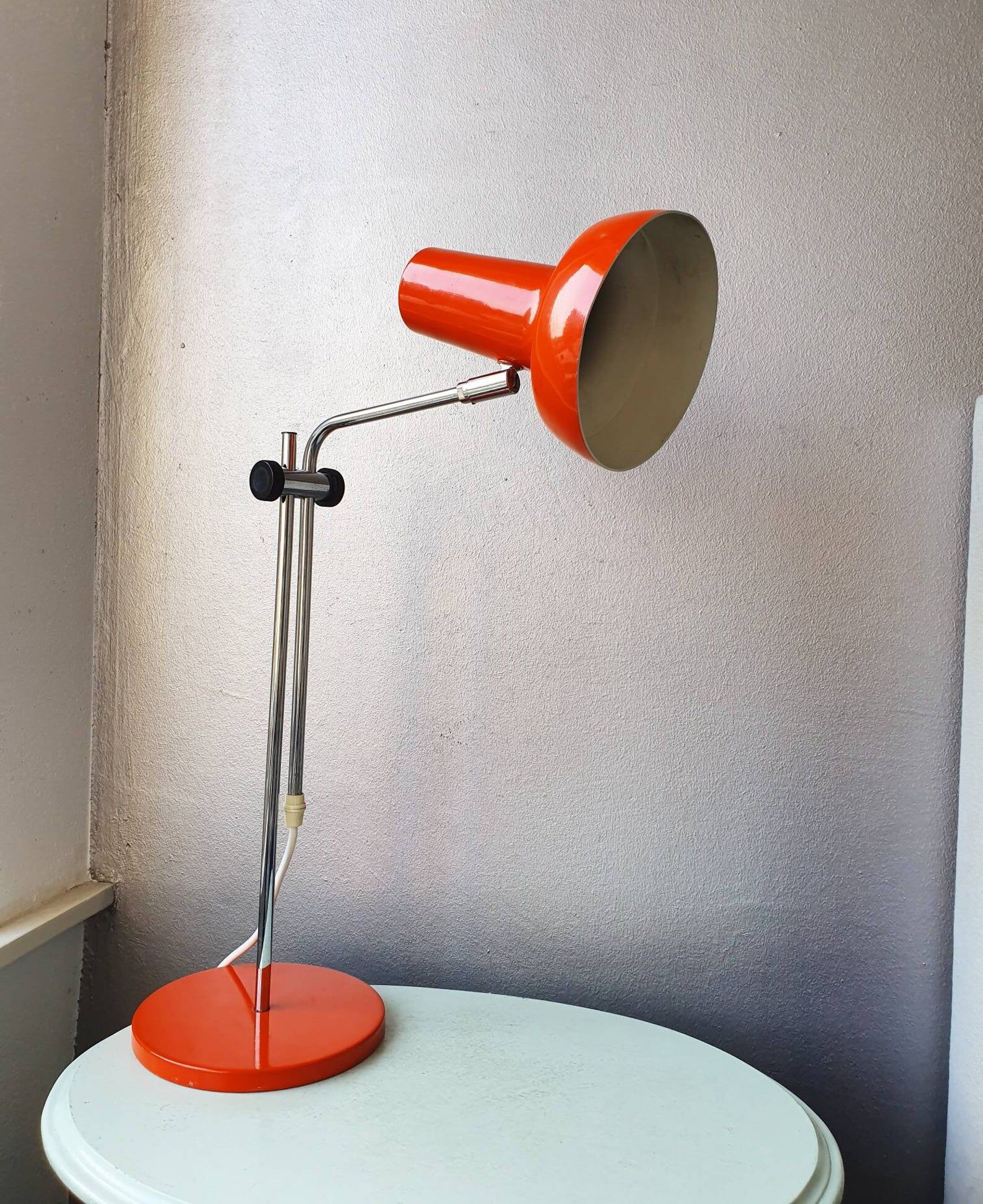 1970s orange metal desk lamp