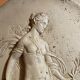 Imposing Oval bas-relief style Antique Italian travertine