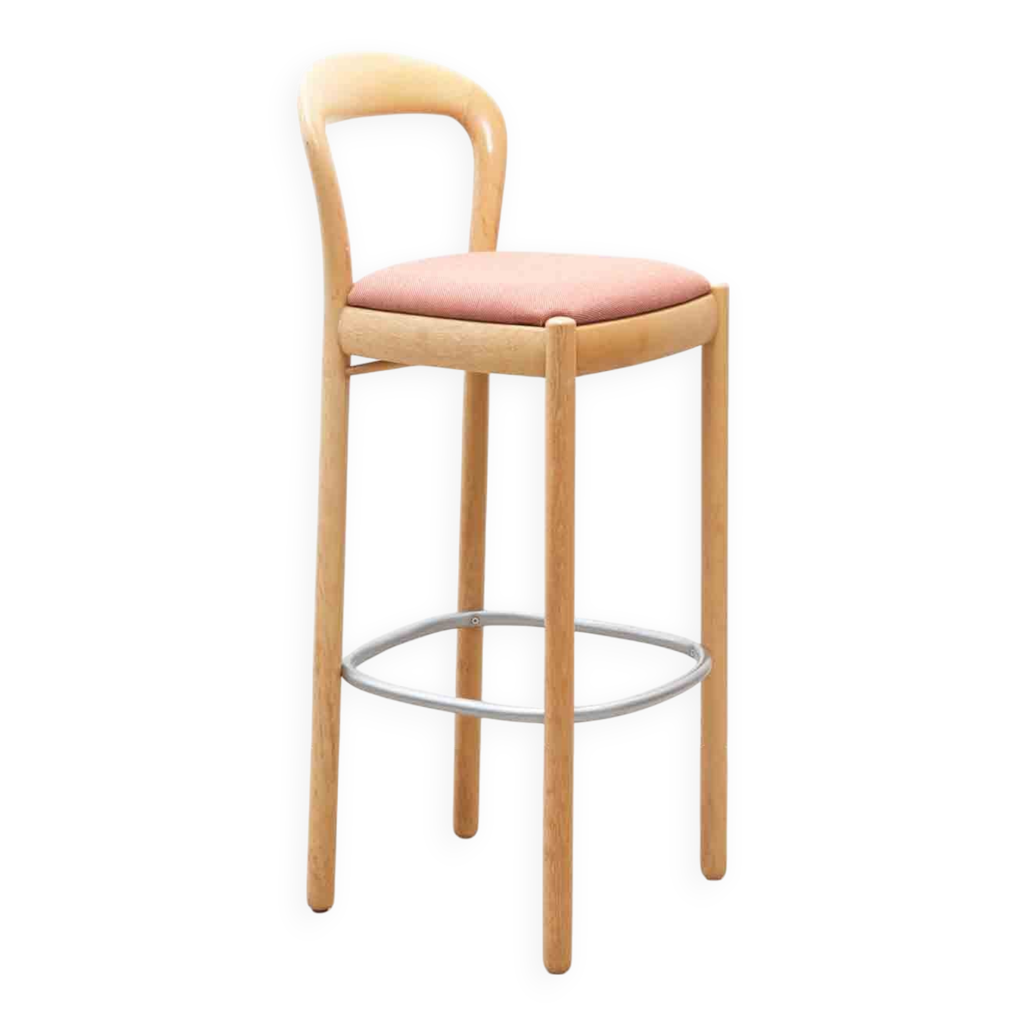 Bruno Rey style high chair in pale red and beech
