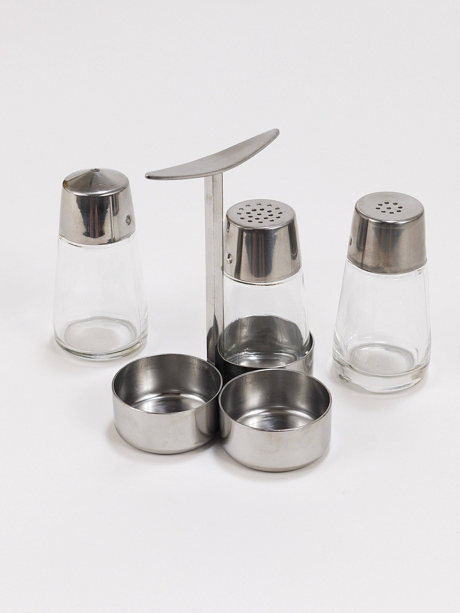 Set of condiments Marianne Denzel salt and pepper, Berndorf, Austria, 1960s