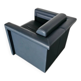 Pair / Trix and Robert Haussmann / Dark grey leather chairs by Knoll