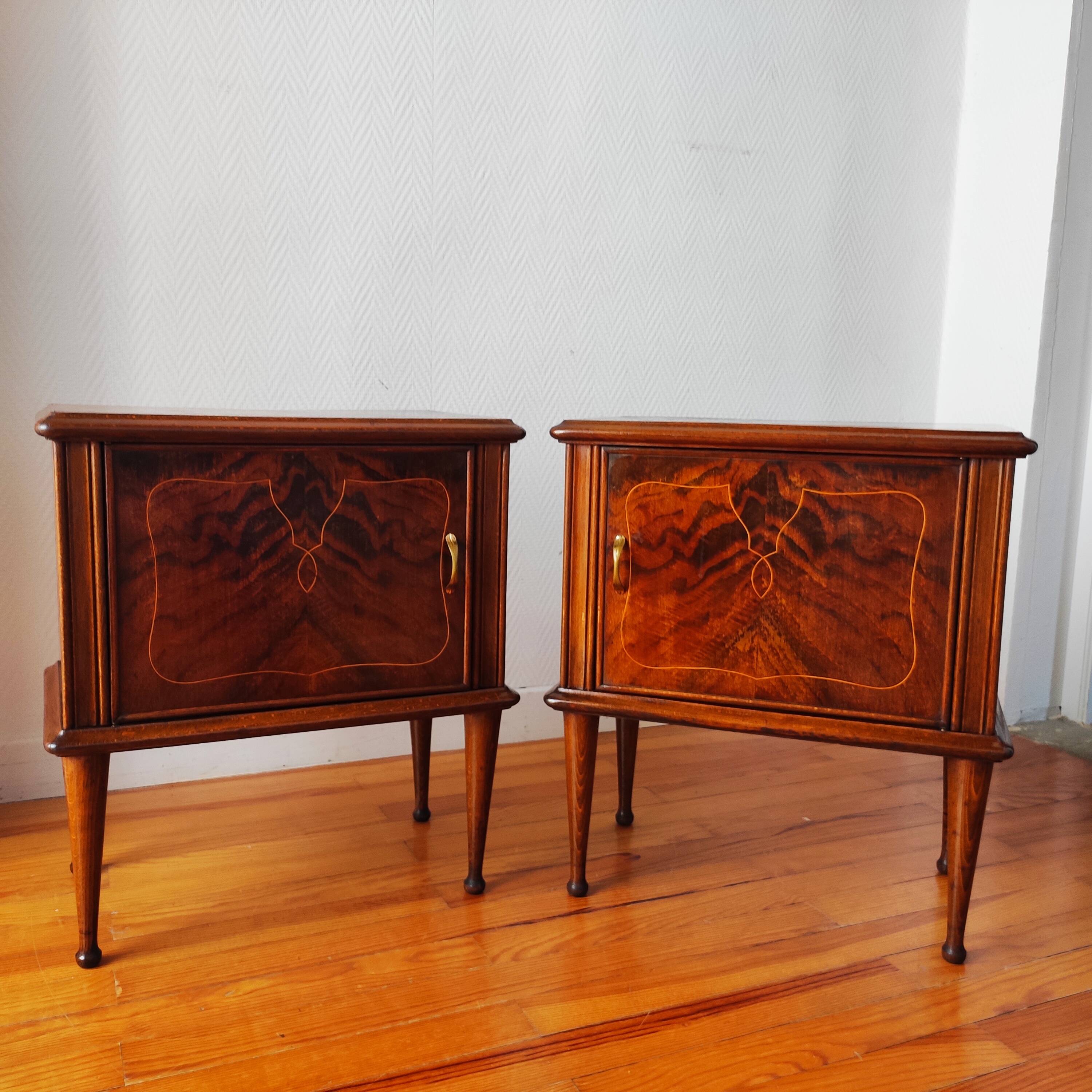Pair of vintage Italian bedside tables from the 1950s