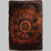 Mid-Century Rya Rust Brown Wool Rug, 98x152cm