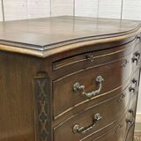 1950s English mahogany chest of drawers with one shelf