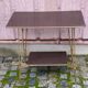 2-tier serving trolley in lacquered rosewood and brass 1960
