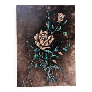 Tableau ancien  huile - velour