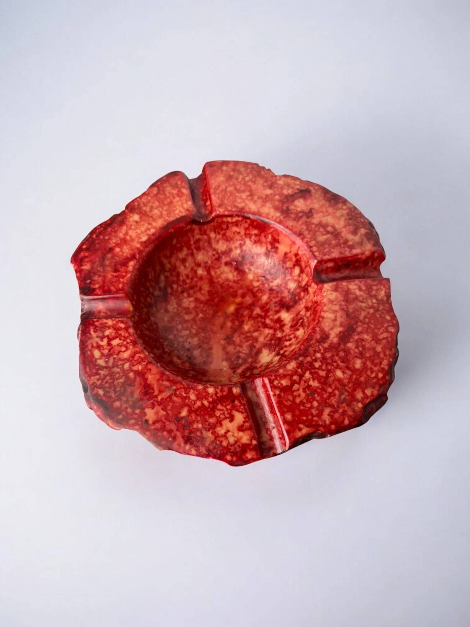 Red faux alabaster ashtray by Romano Bianchi, Italy, 1970s