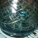 Carafe in worked glass, blue chandelier and its faceted cap