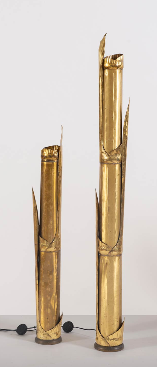 Pair of lampposts "Canna di Bambù" created by G&C studio and Disegno Rome, Italy, 1970