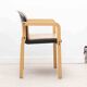 Kembo armchair in brown leatherette and beech
