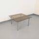 Vintage square coffee table in smoked glass and chrome metal from the 1970s.