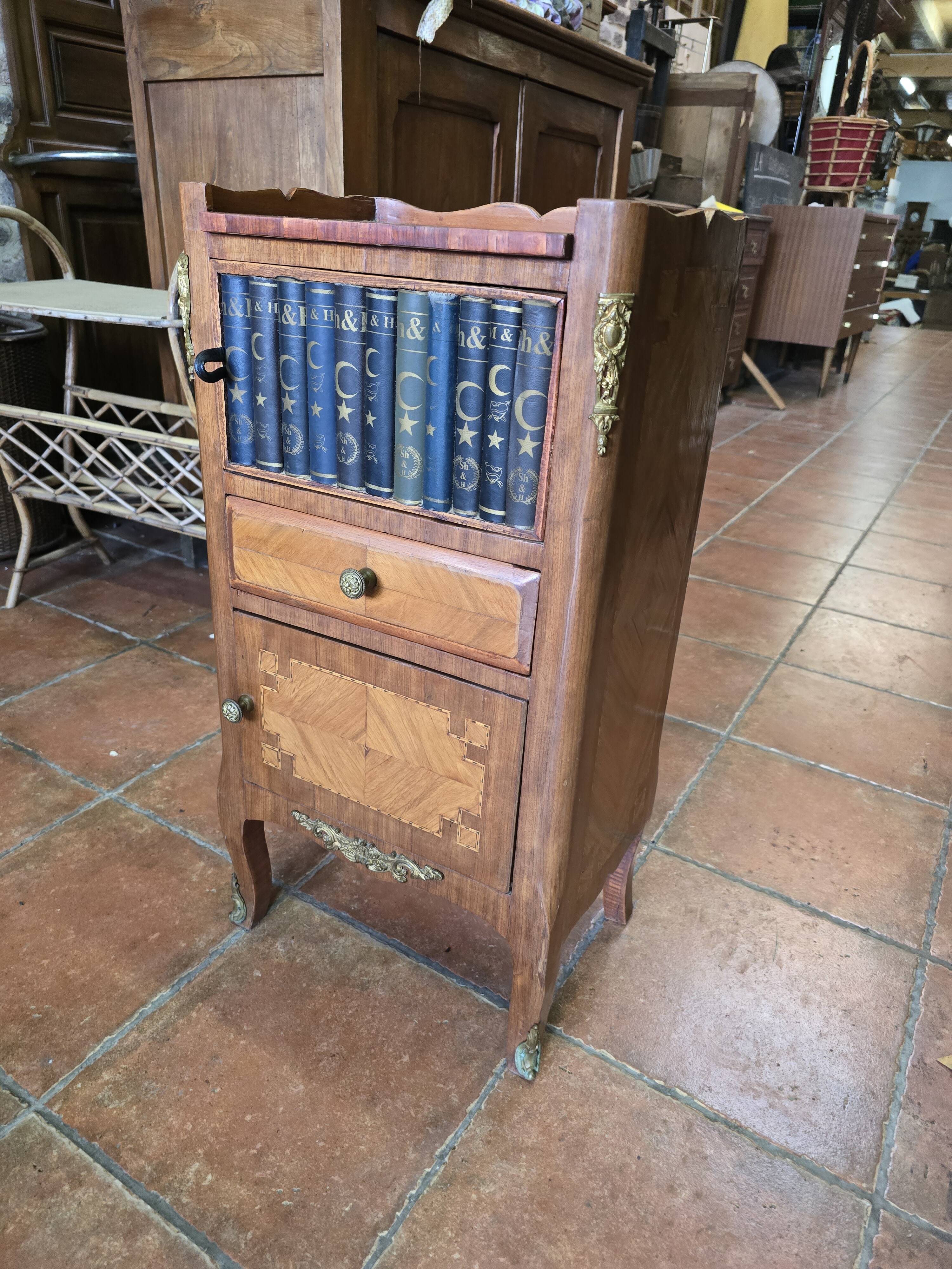 Fake book bedside table with doors