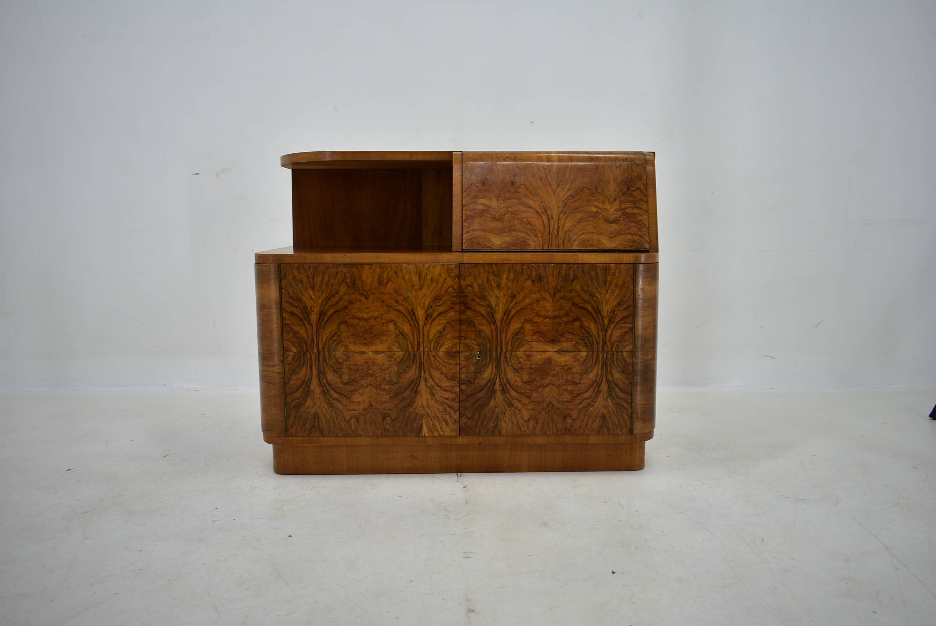 Art Deco cabinet from 1940 made of walnut for UP Závody, Czechoslovakia.