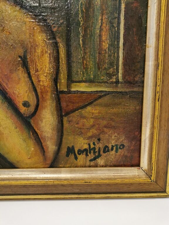 Nude painting, oil on canvas signed Montijano 60's