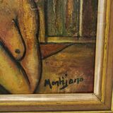Tableau de nue , huile sur toile signée Montijano 60's