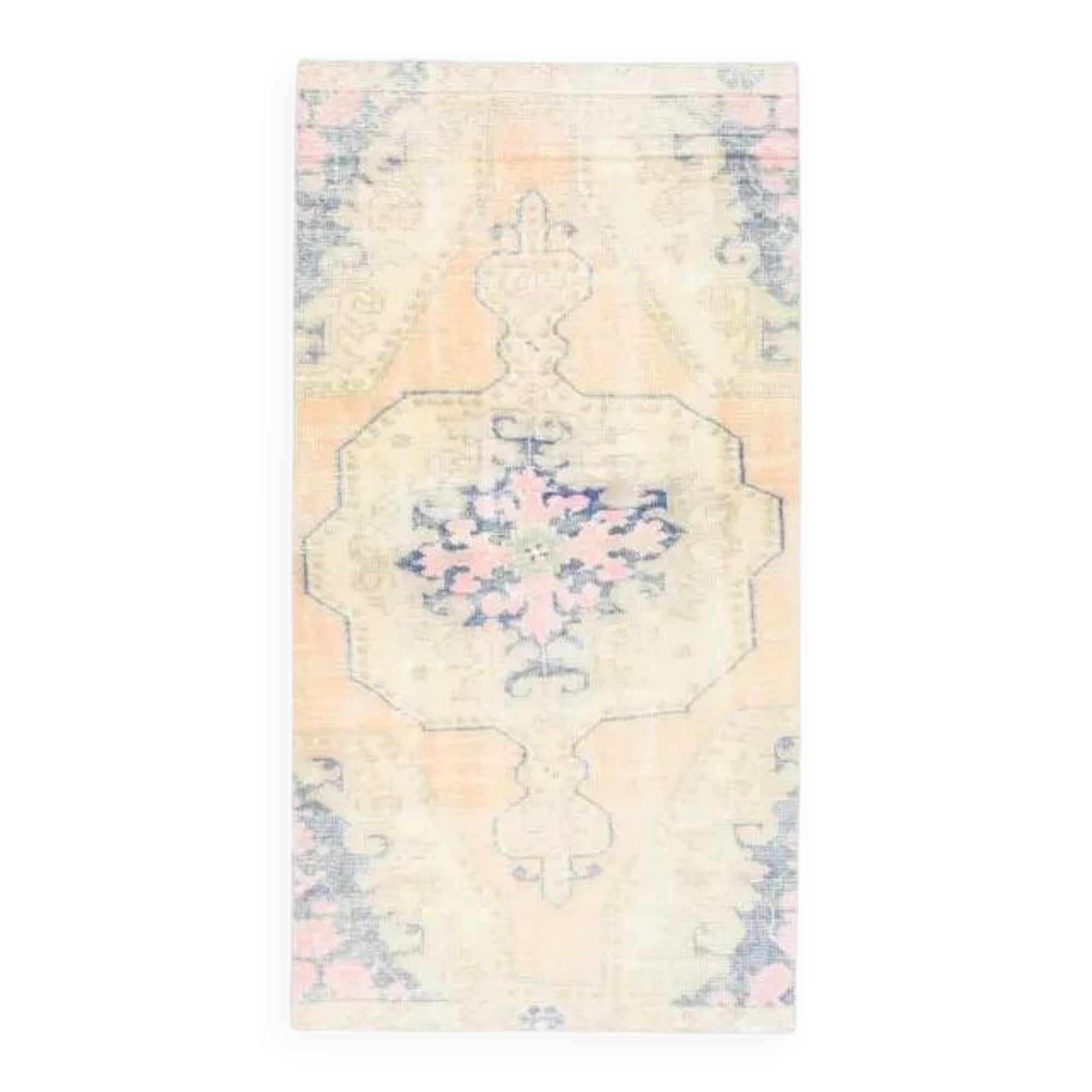 Vintage Turkish Oushak Handmade Wool Cotton Orange Area Rug 100x195