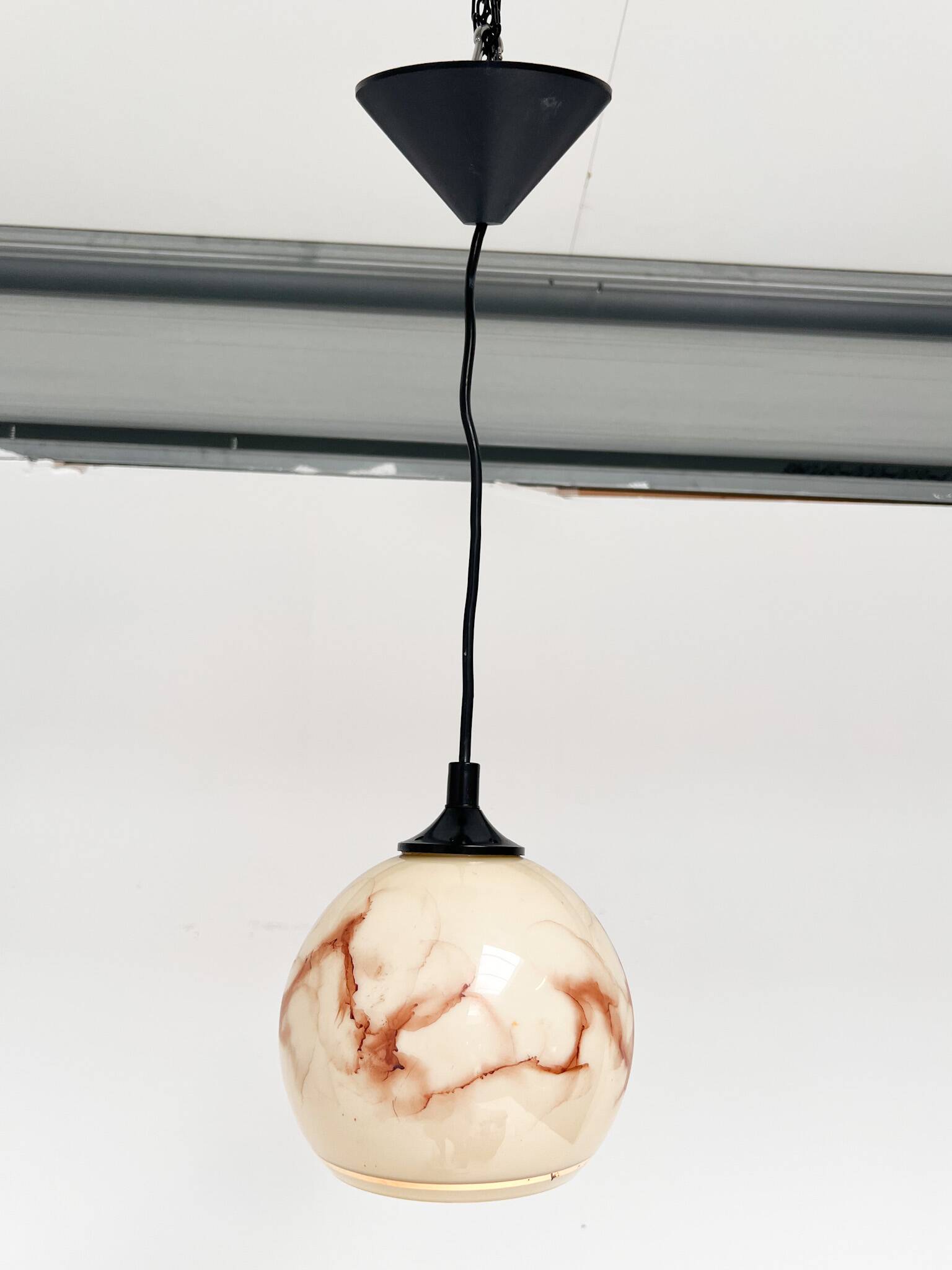 Round vintage ceiling lamp with marble pattern, 1960s