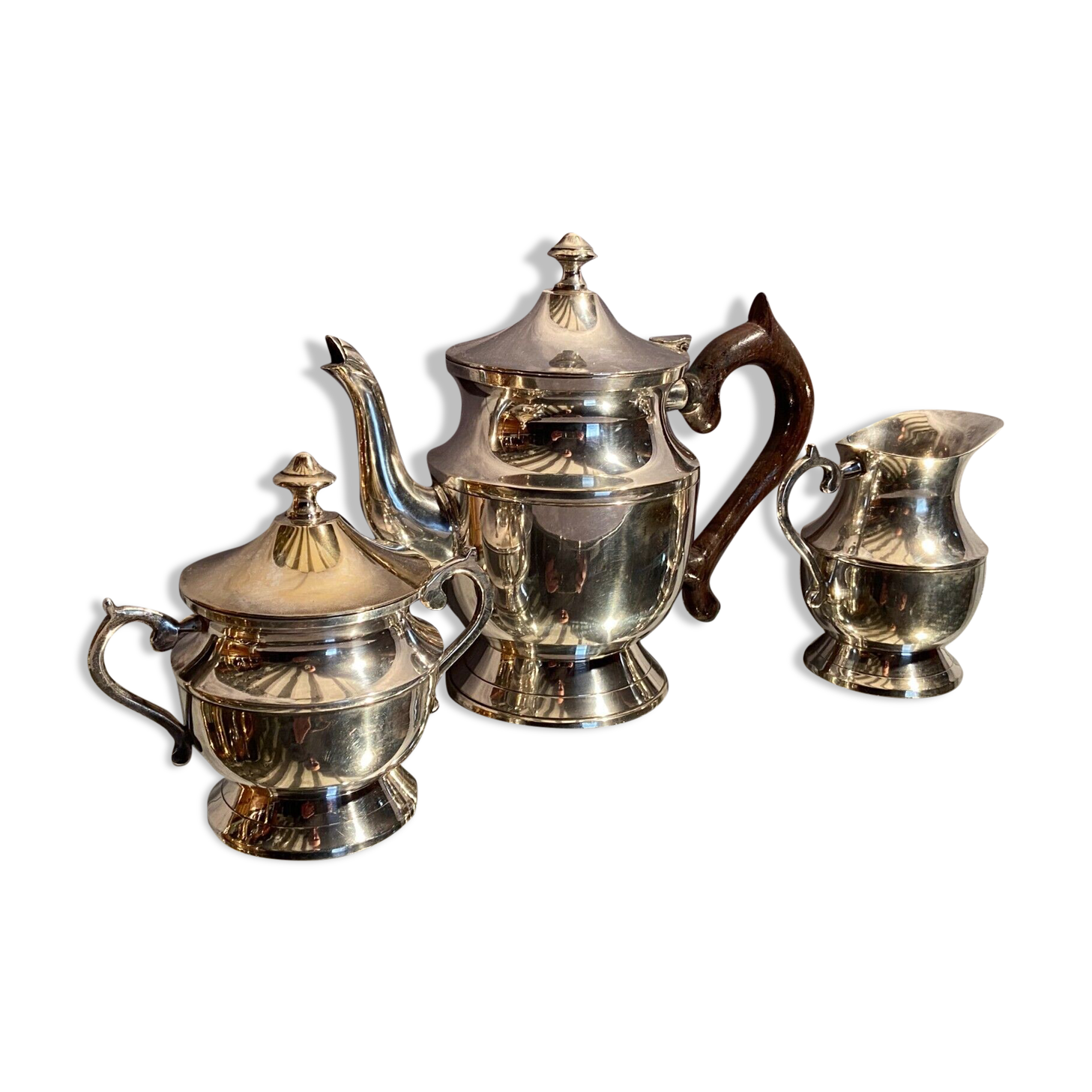 Tea set coffee Louis XV silver metal coffee maker teapot sugar pot milk pot