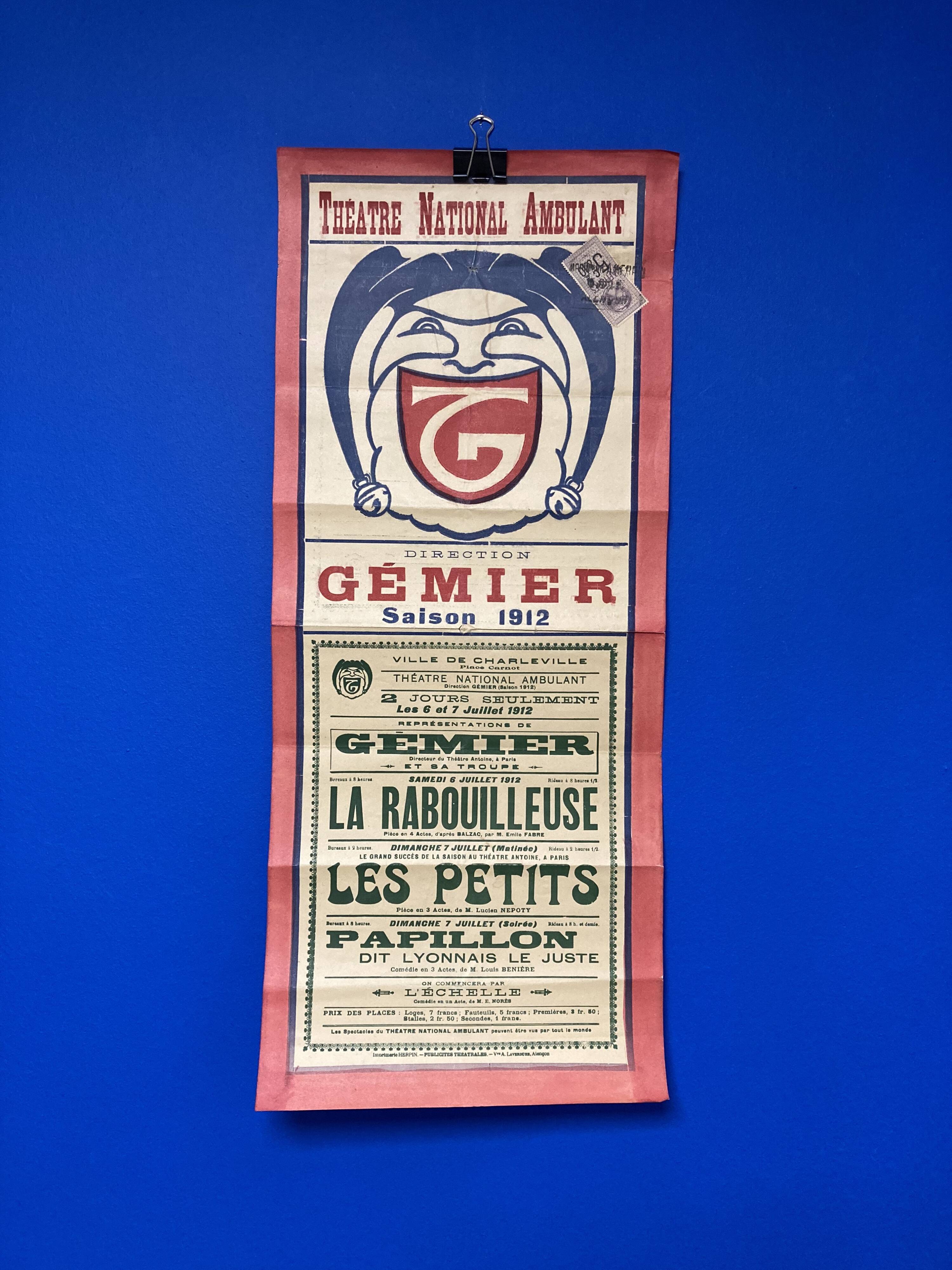 Affiche ancienne Gémier Théâtre national ambulant de 1912