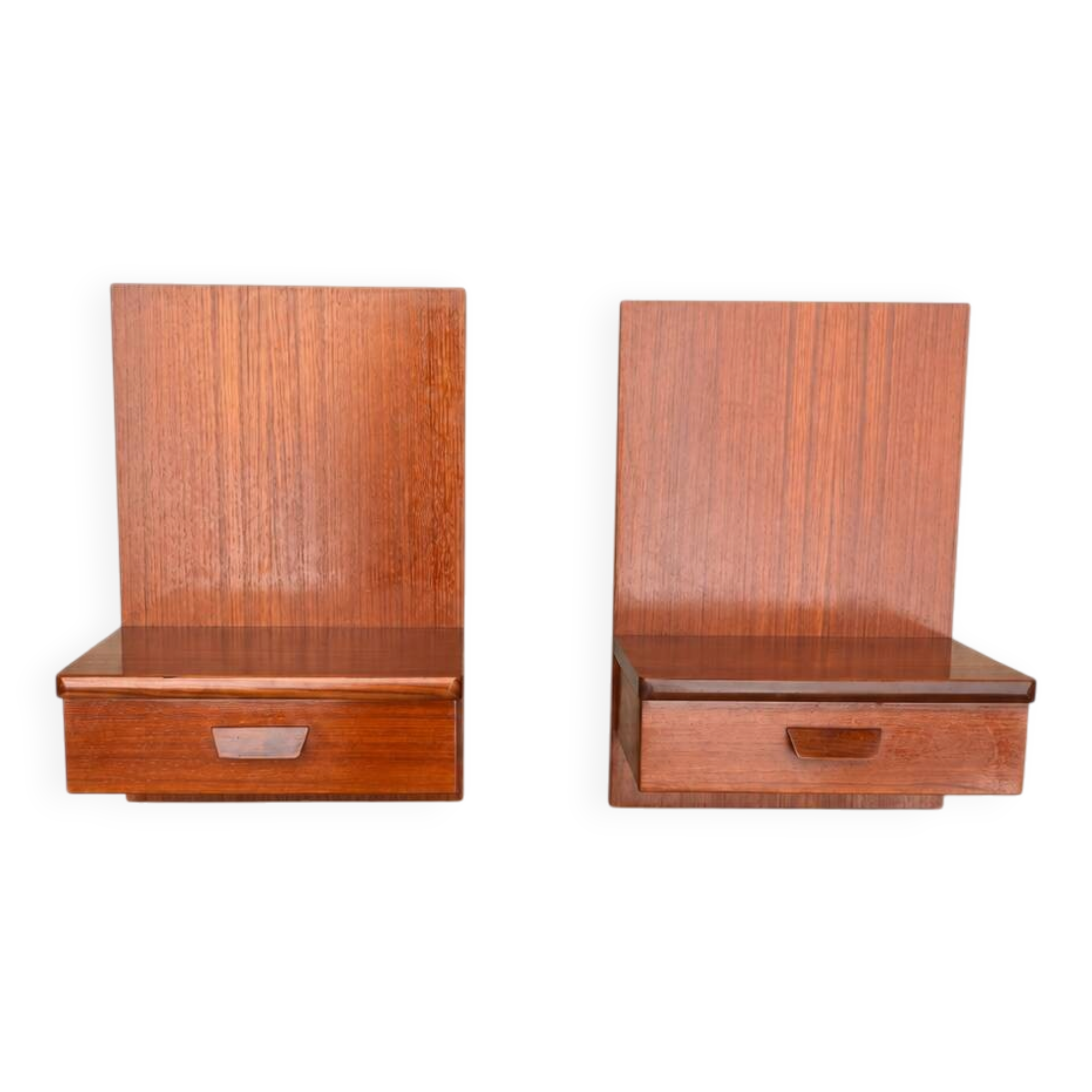 Pair of suspended teak bedside tables – 1960s Scandinavian design