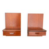 Paire de chevets suspendus en teck – design scandinave années 1960