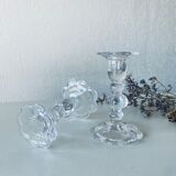 Pair of glass candle holders