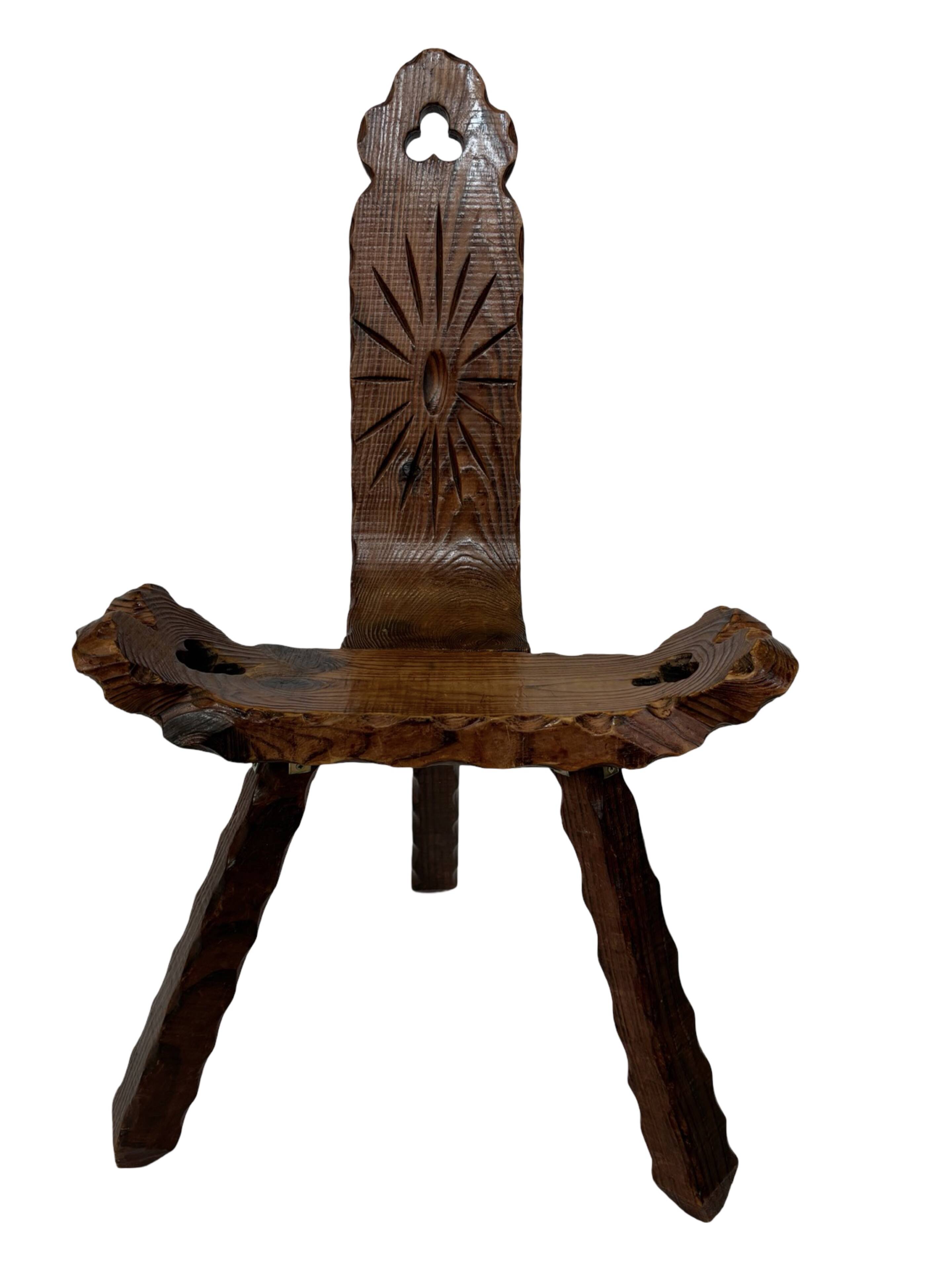 Vintage Spanish chair stool brutalist design