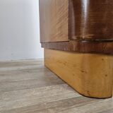 Console Art Déco en ronce de thuya avec miroir et tiroirs