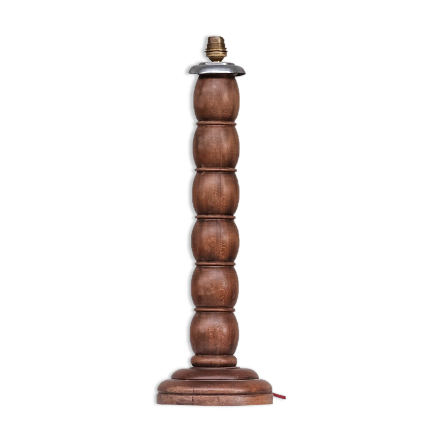 French Mid-Century Tall Wooden Table Lamp